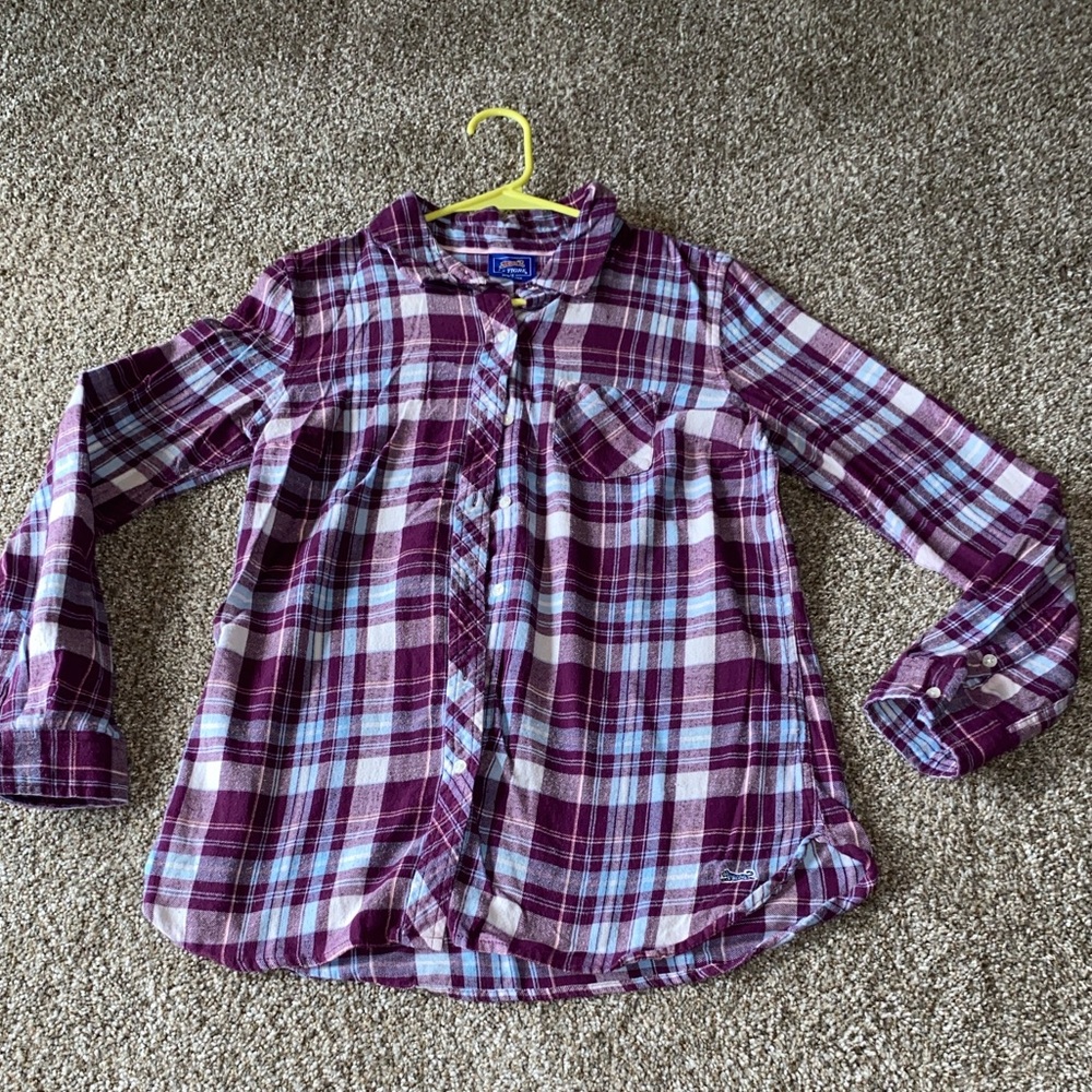 🖤 Le Tigre Purple and White Plaid Button-Down Shirt
